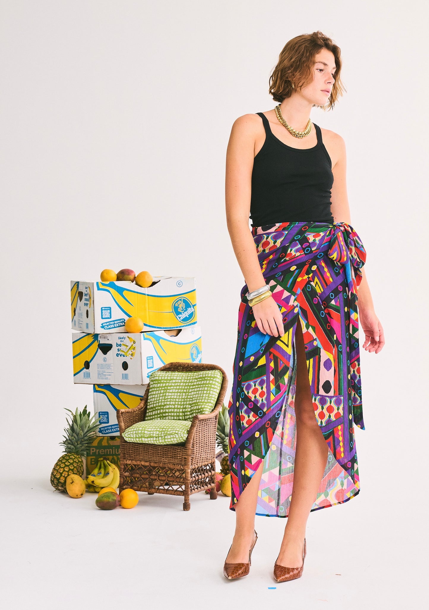 Wrap Around Slit Skirt | Crinkle Cotton