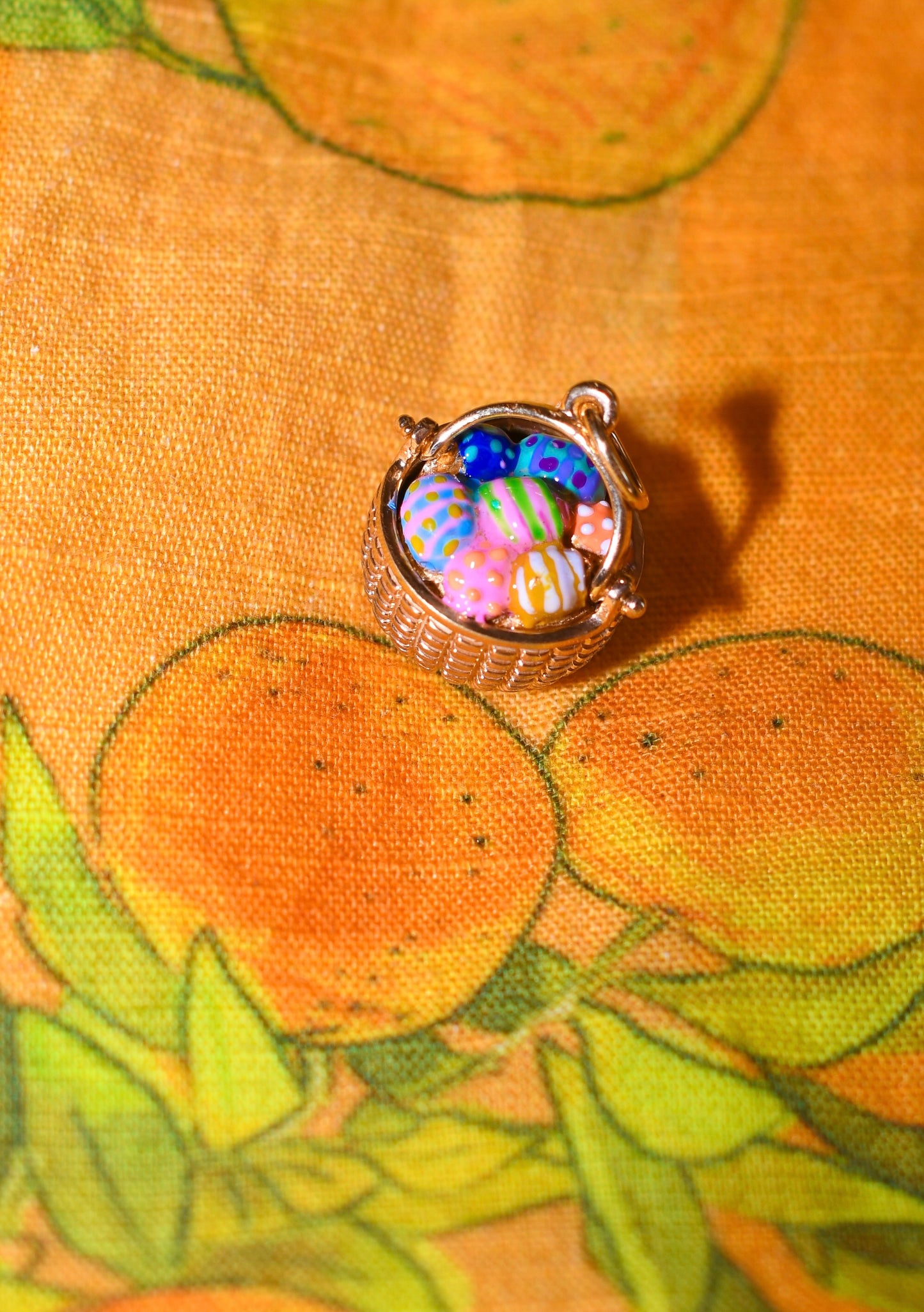 The Golden Basket | Easter Eggs in a Basket Pendant Charm