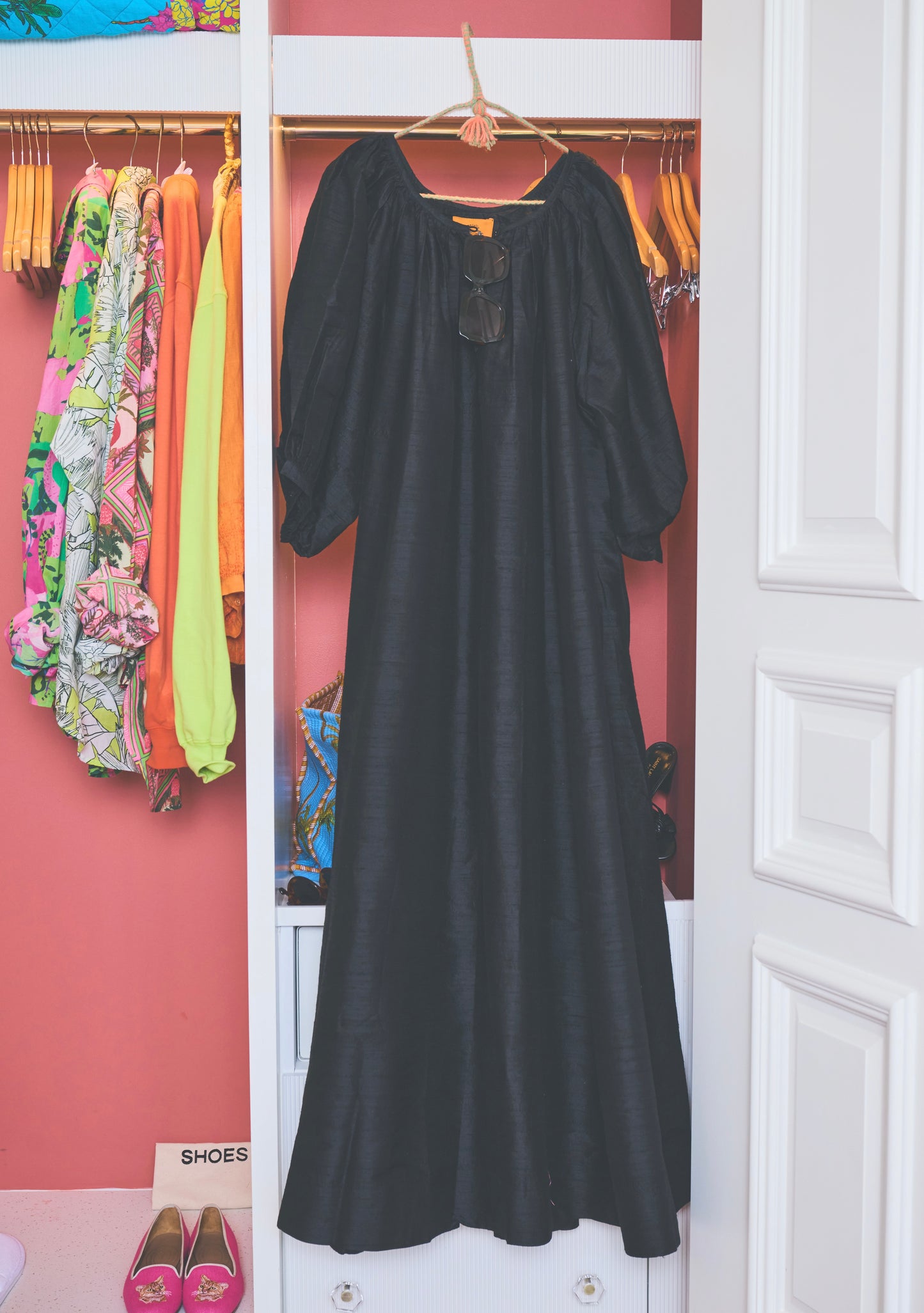 Shirred Half Placket Maxi Dress | Silk Dupioni
