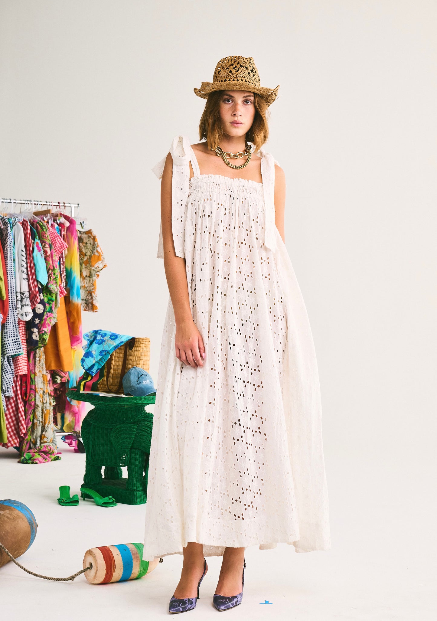 Elastic Convertible Maxi Dress | Eyelet