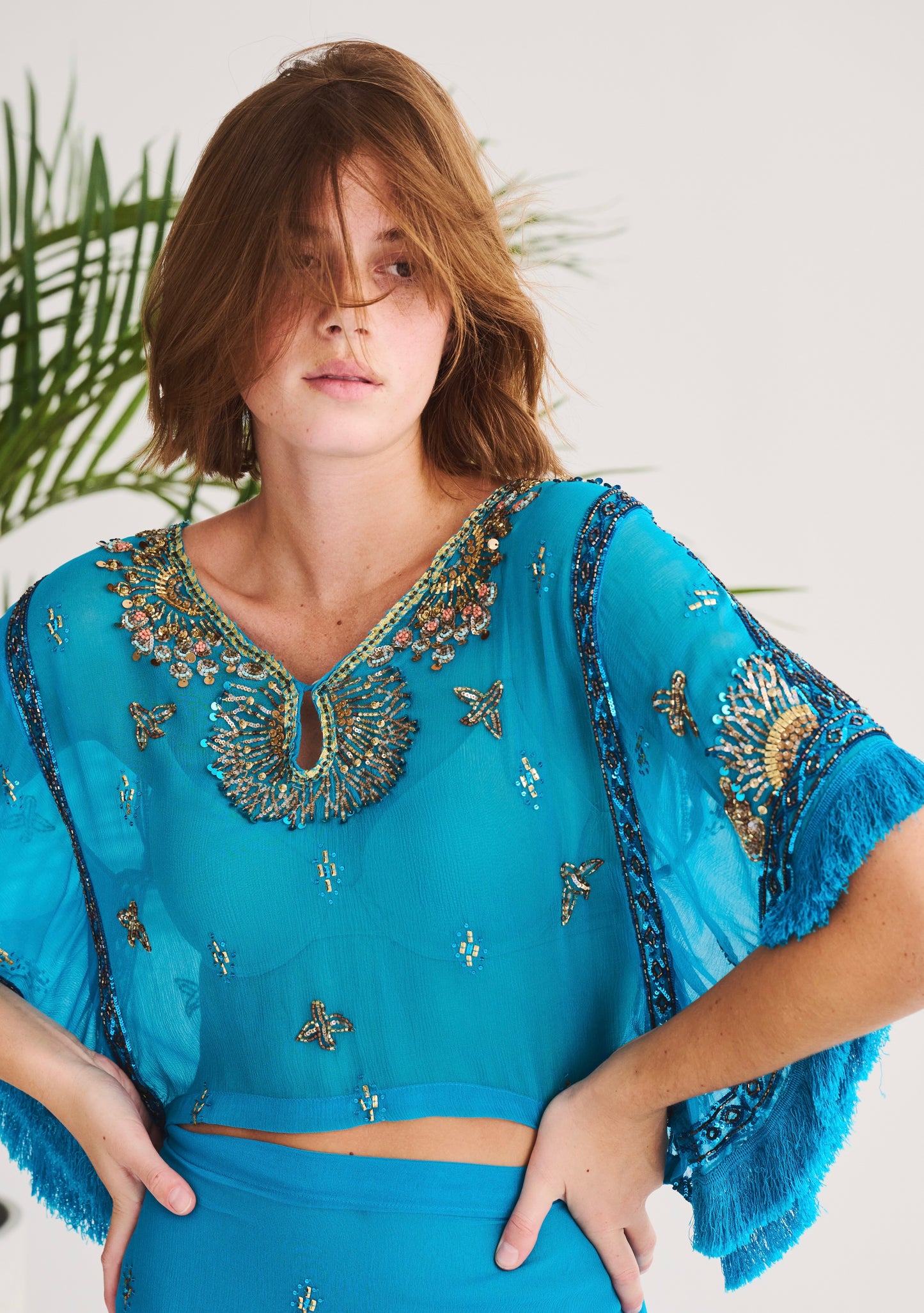 Taylor Crop Top | Embellished Chiffon