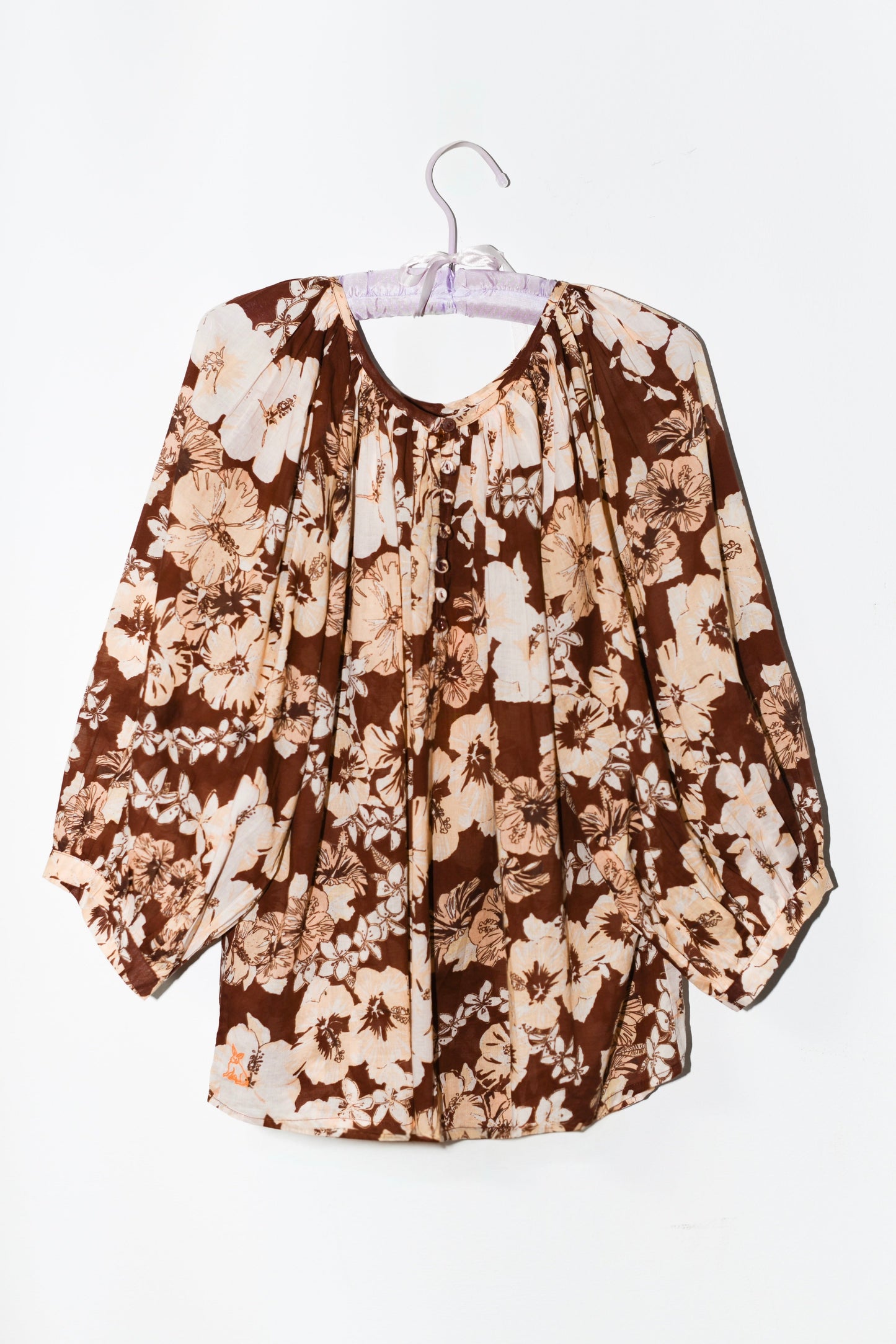 Shirred Half Placket Blouse | Cotton Voile