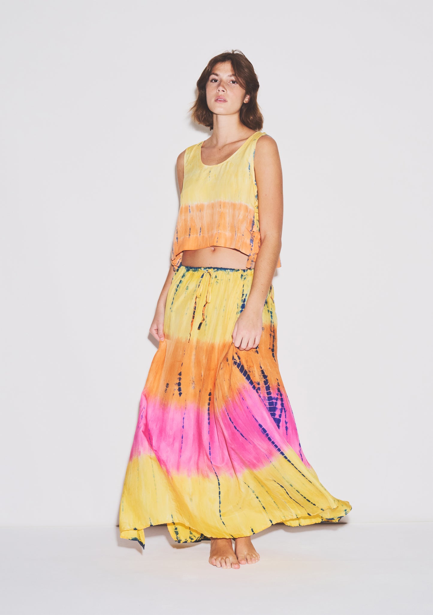 Elastic Midi Skirt | Silk Habotai