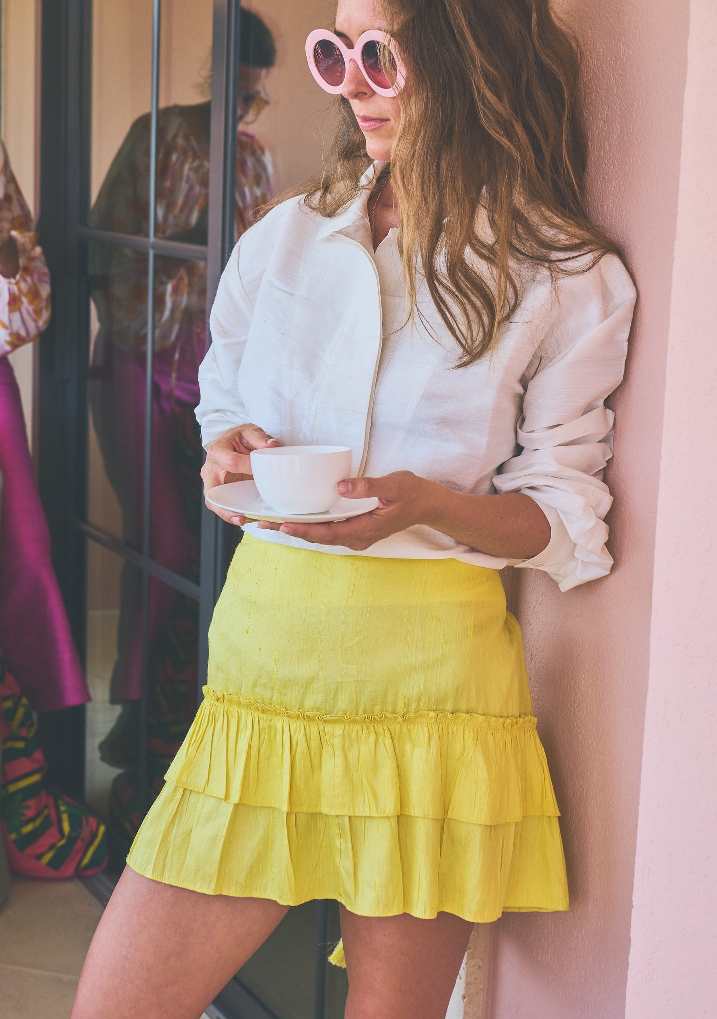 Cinch Back Mini Skirt | Silk Dupioni