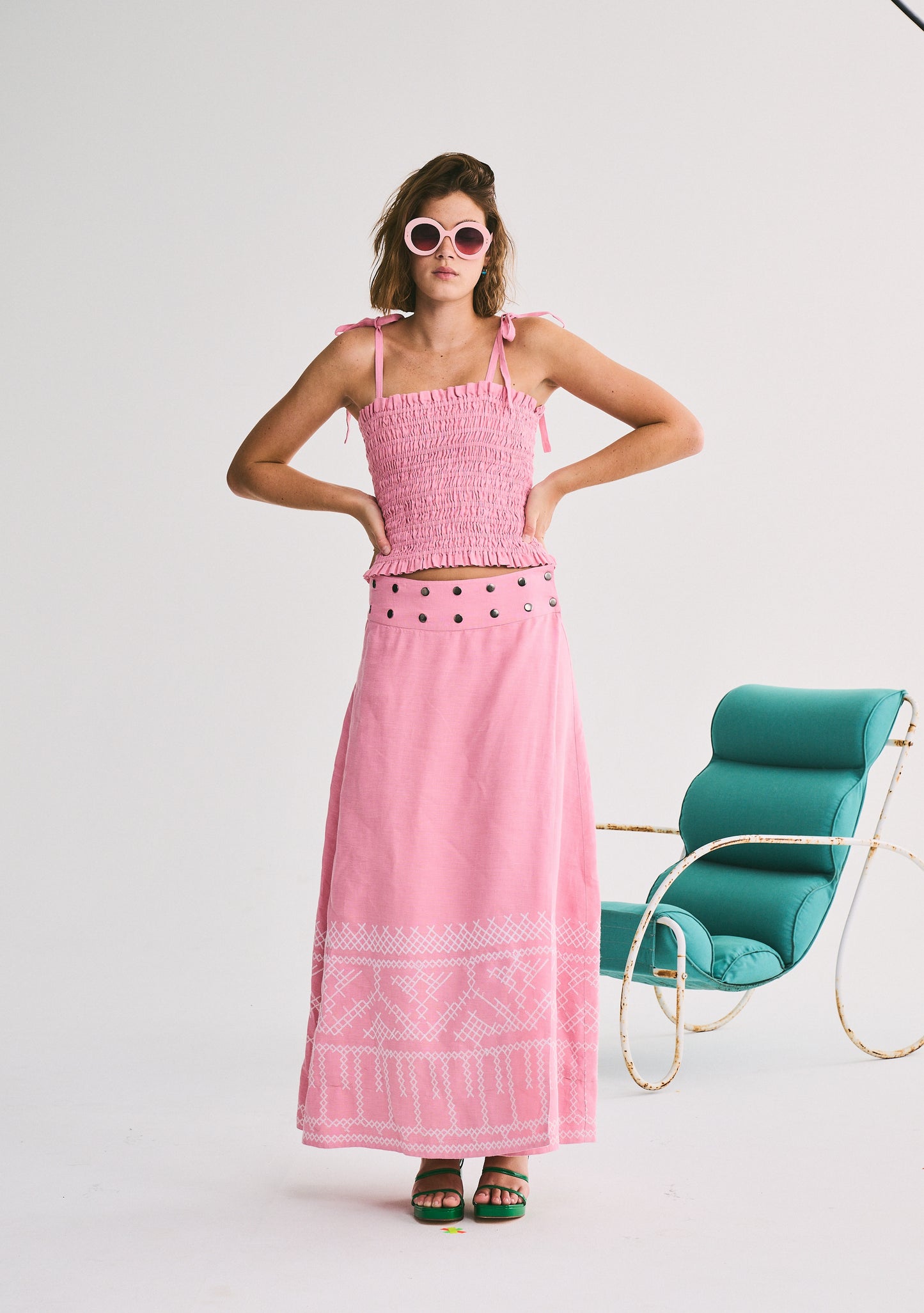 Flagpole Snap Midi Skirt | Linen