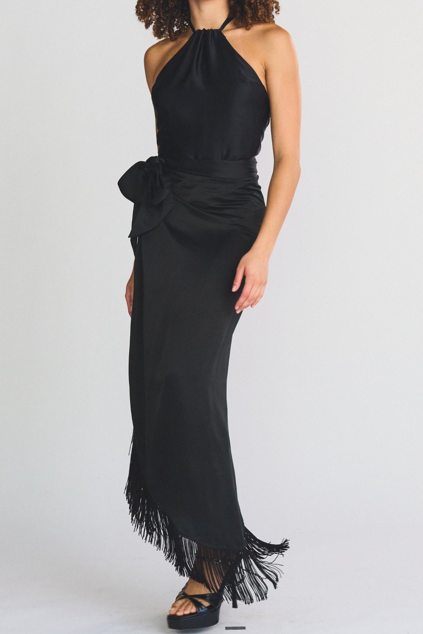 Wrap Around Slit Midi Skirt | Charmeuse