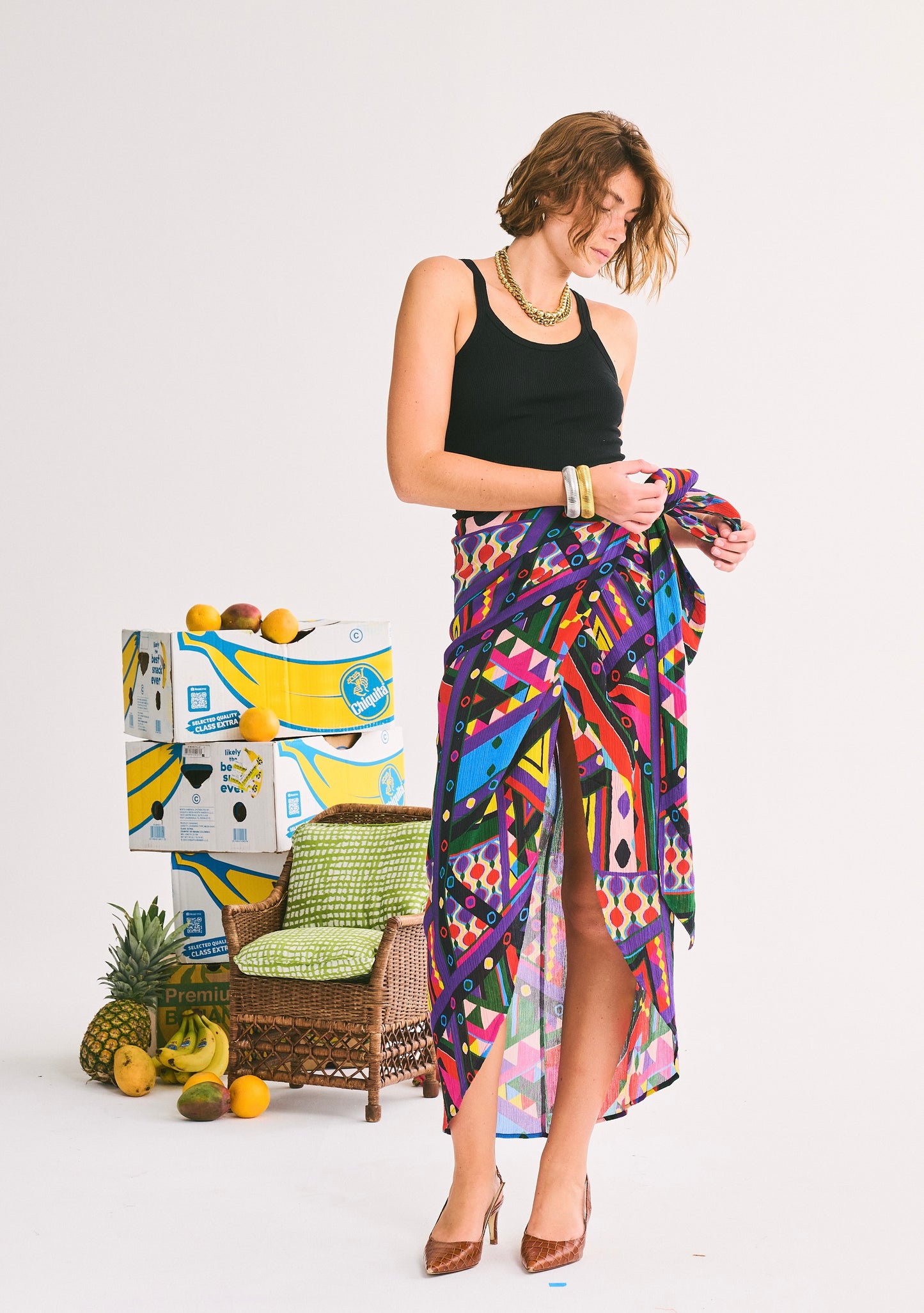Wrap Around Slit Skirt | Crinkle Cotton