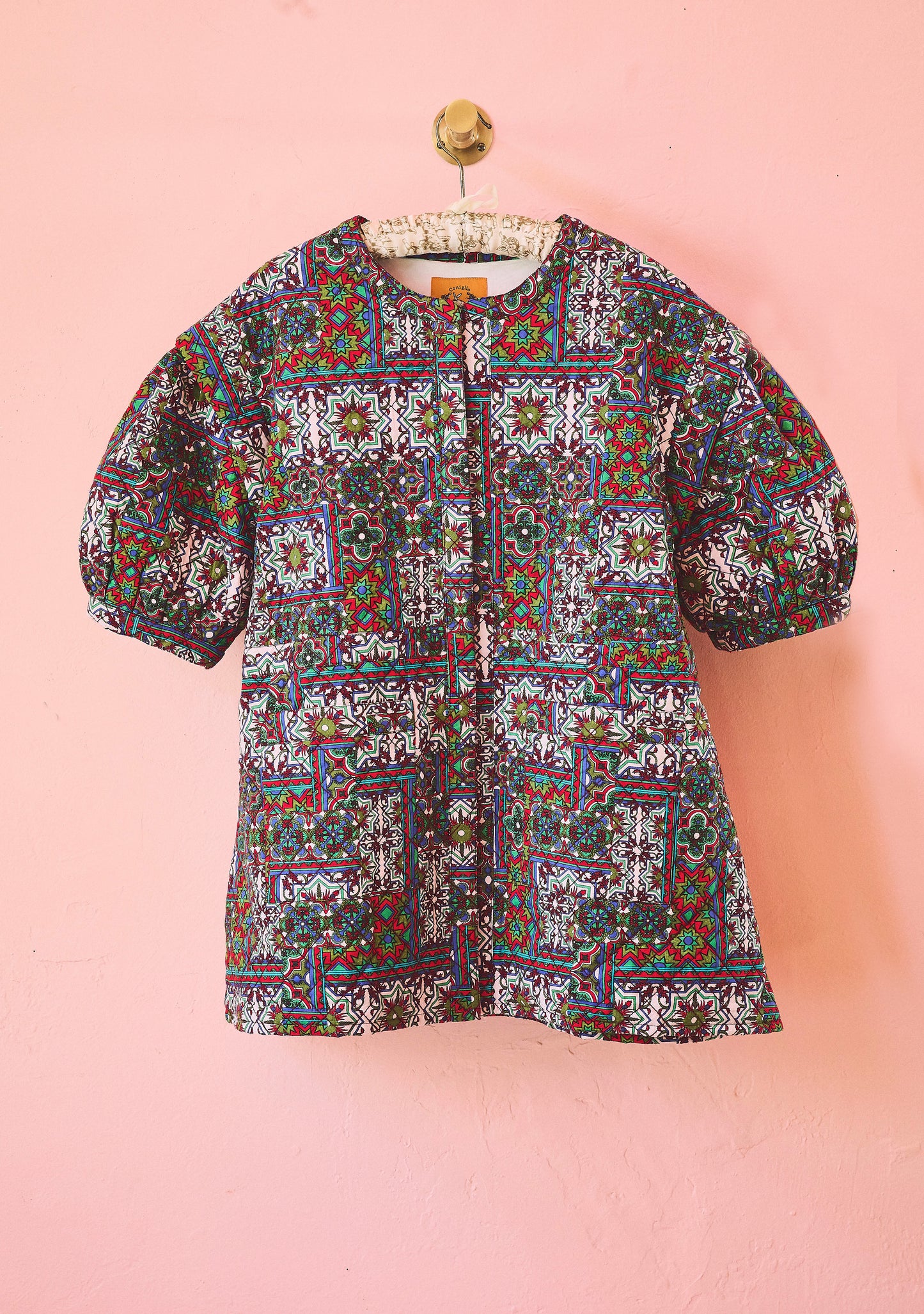 Quilted Short Sleeve Mini Dress