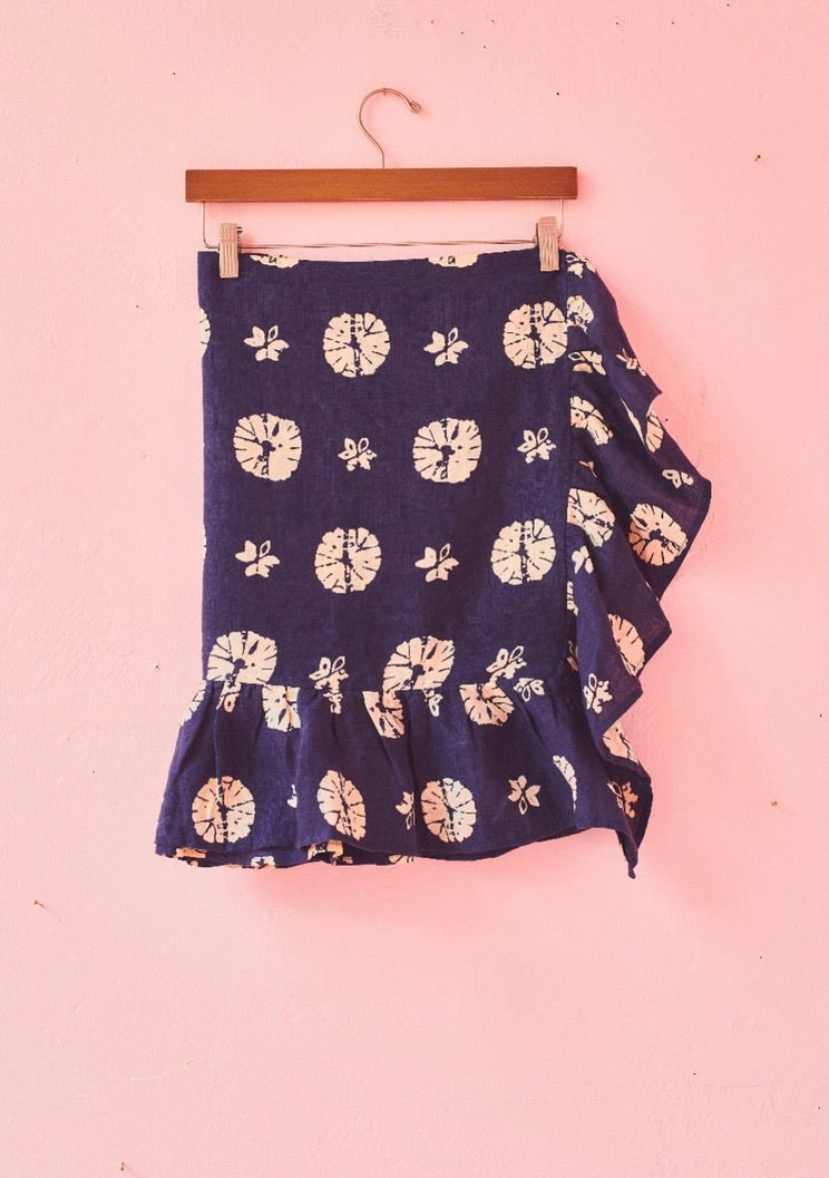 Mini Ruffle Power Pareo | Linen Shibori