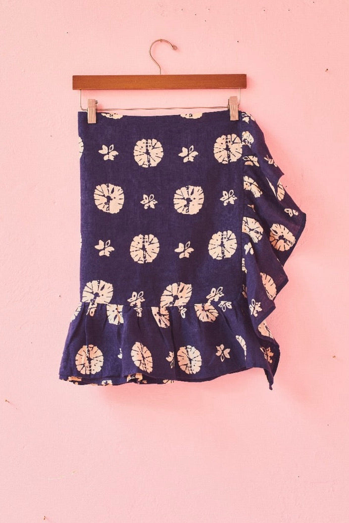 Mini Ruffle Power Pareo | Linen Shibori