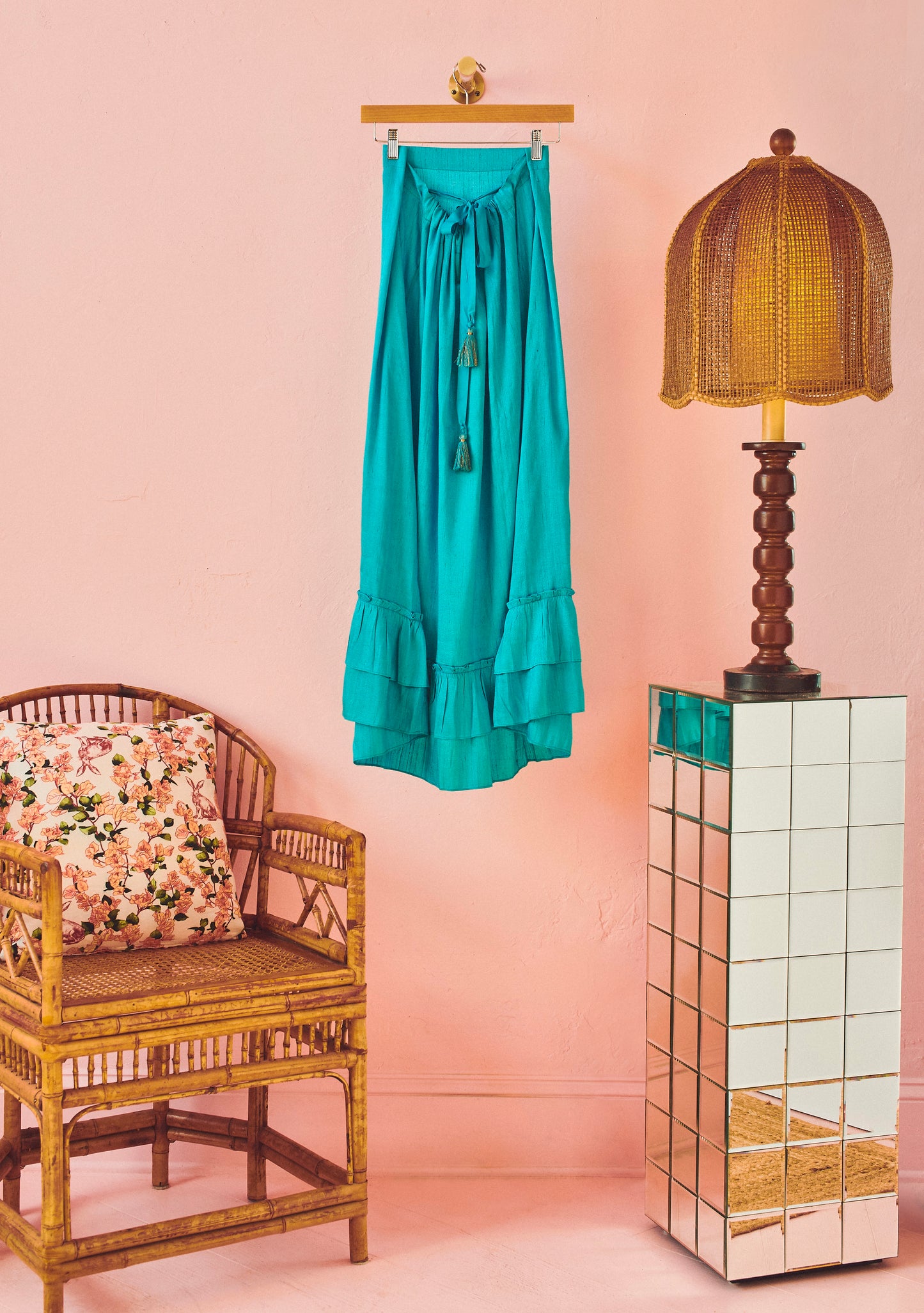 Cinch Back Midi Skirt | Silk Dupioni