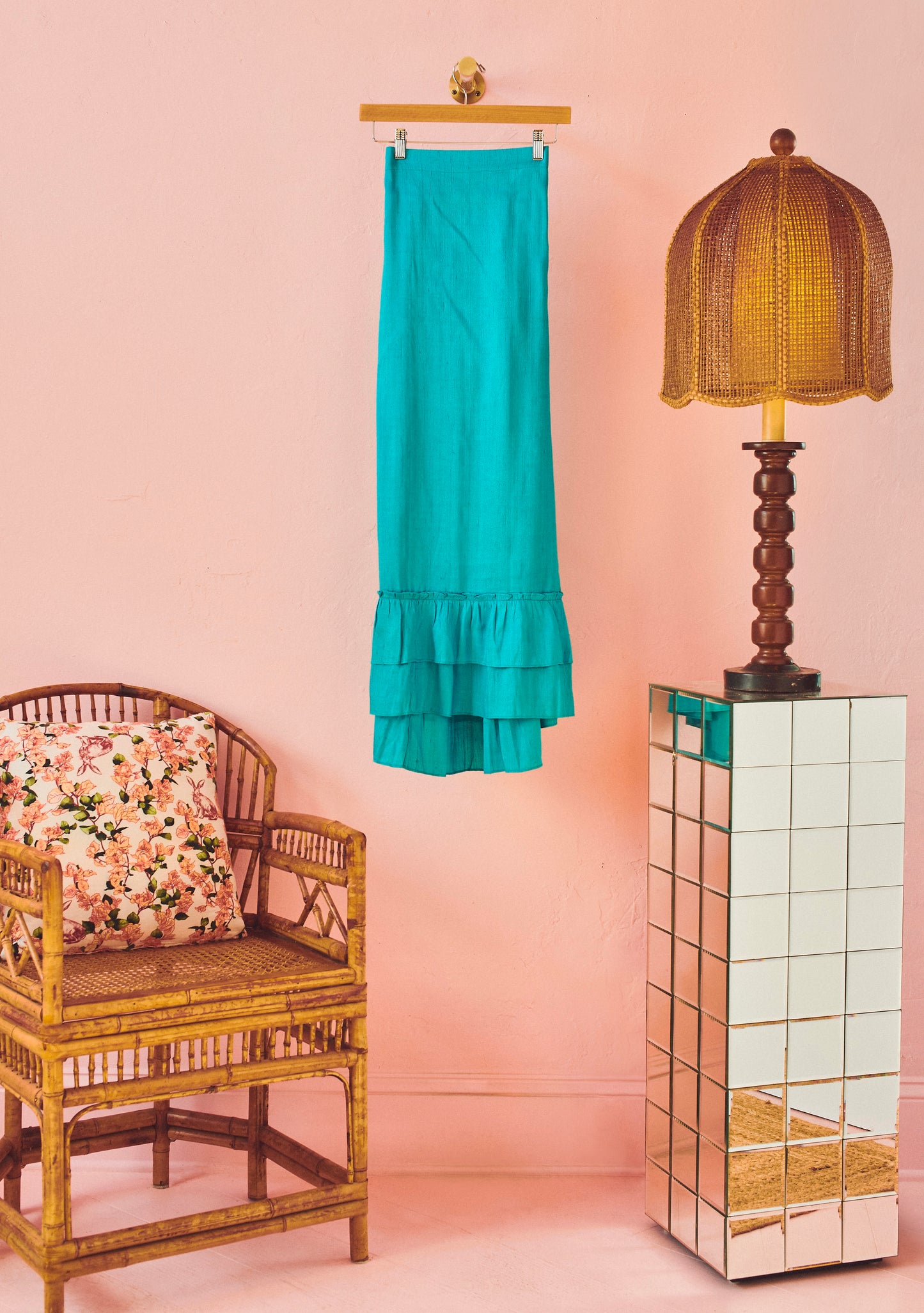 Cinch Back Midi Skirt | Silk Dupioni