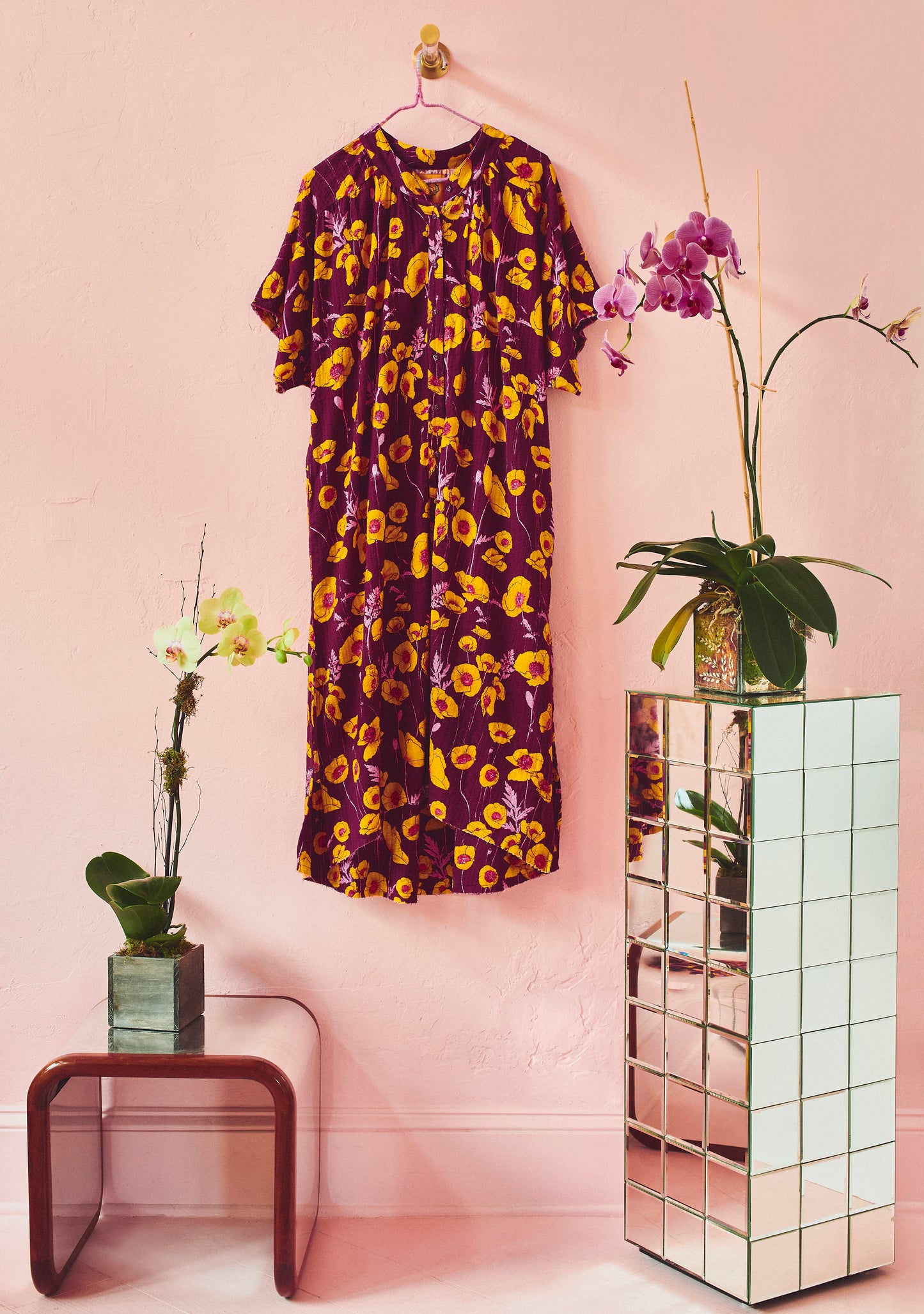 Short Sleeve Cocoon Midi Dress | Double Cotton Gauze