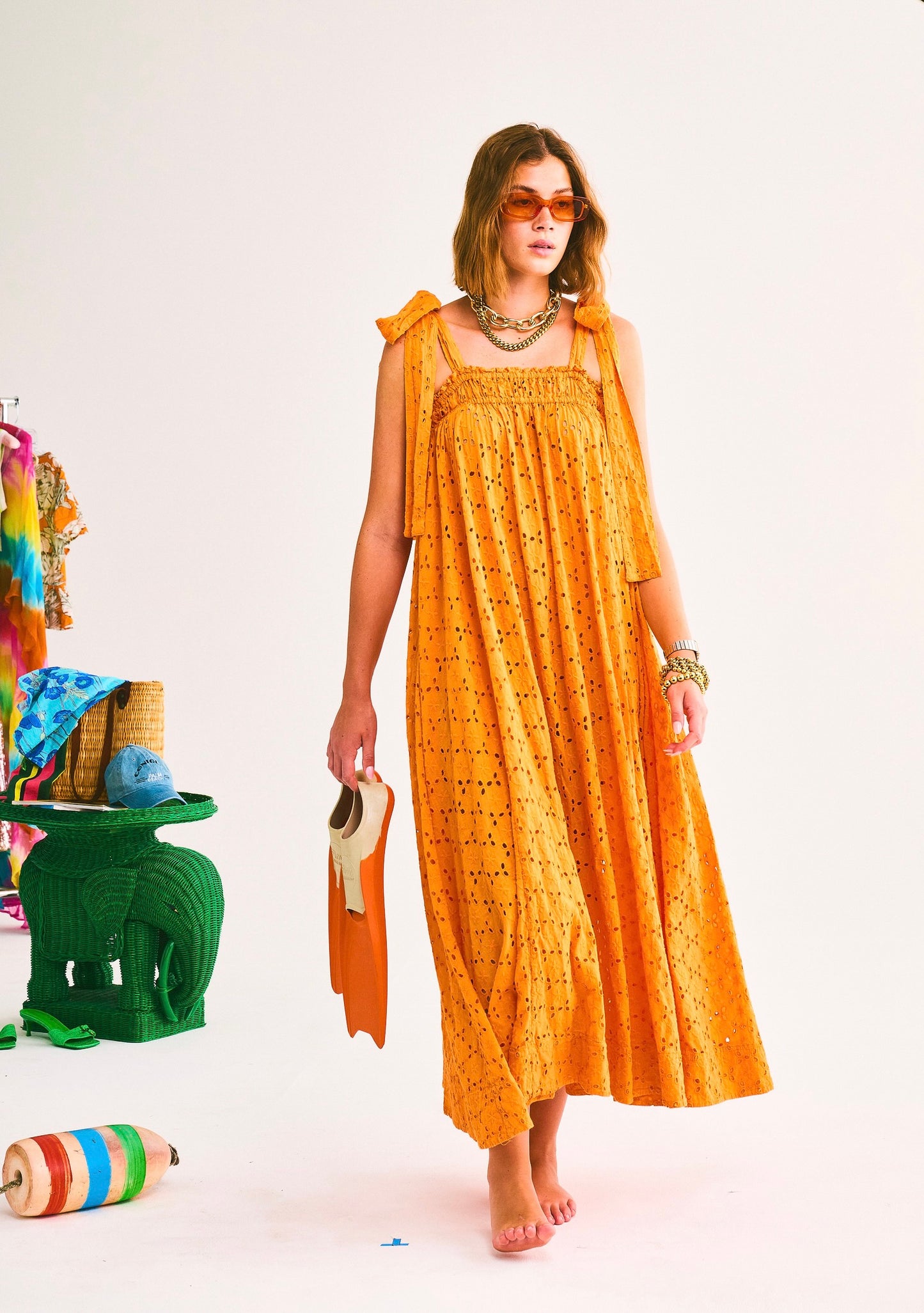 Elastic Convertible Maxi Dress | Eyelet