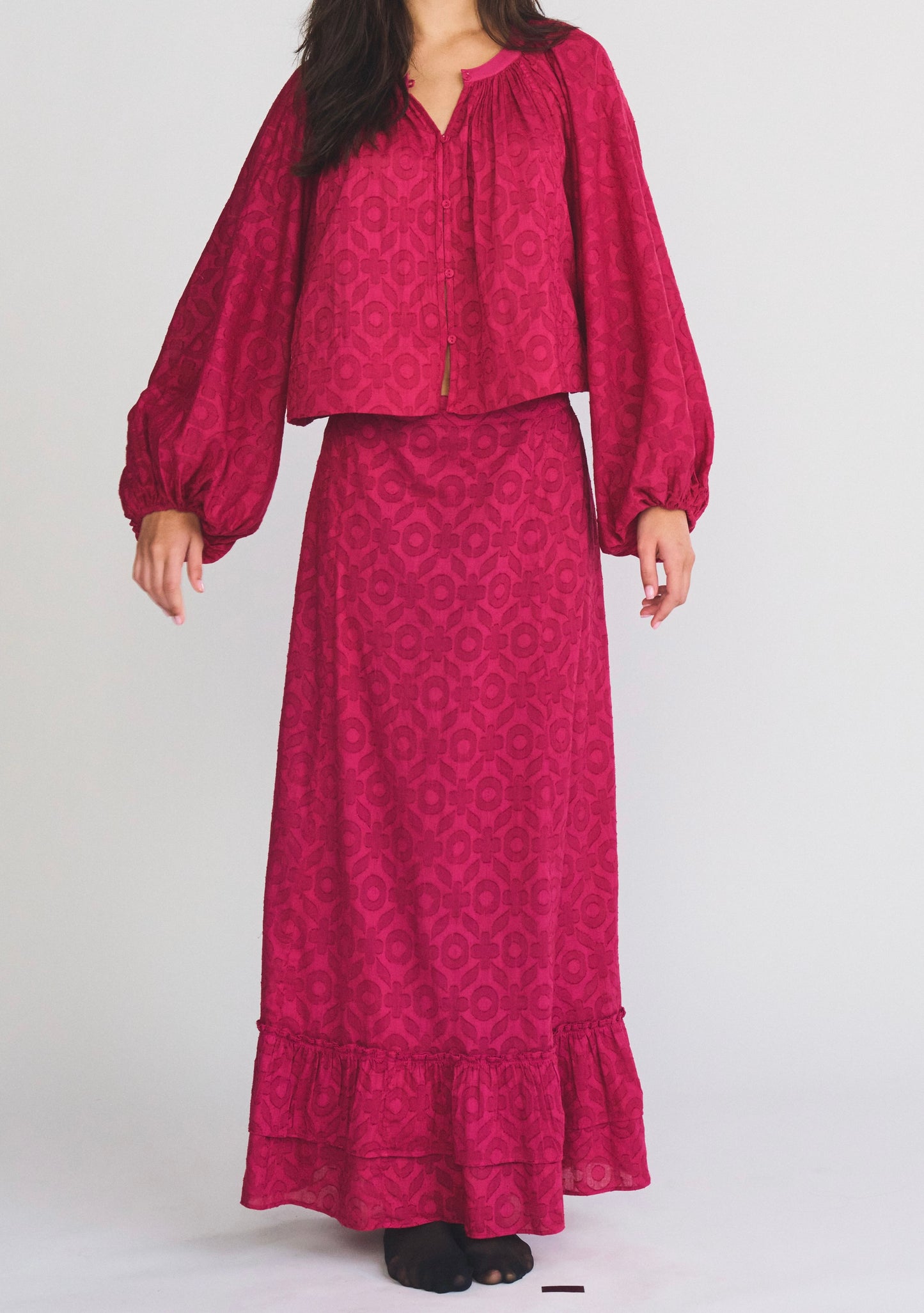 Cinch Back Maxi | Cotton Jacquard