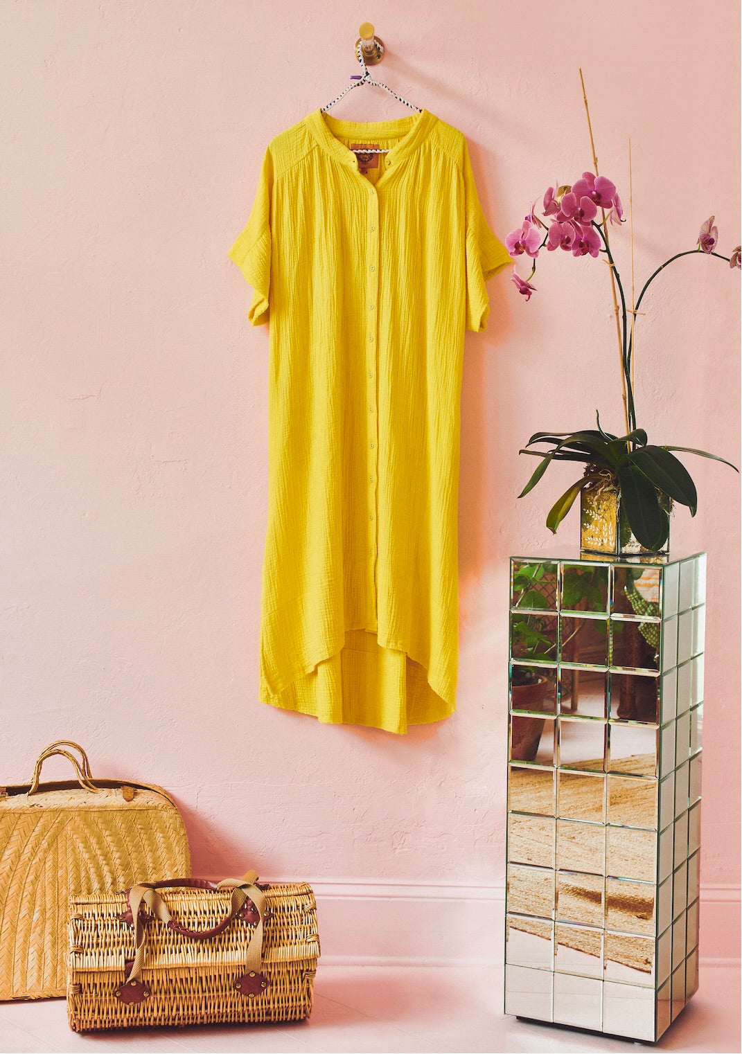 Short Sleeve Cocoon Midi Dress | Double Cotton Gauze