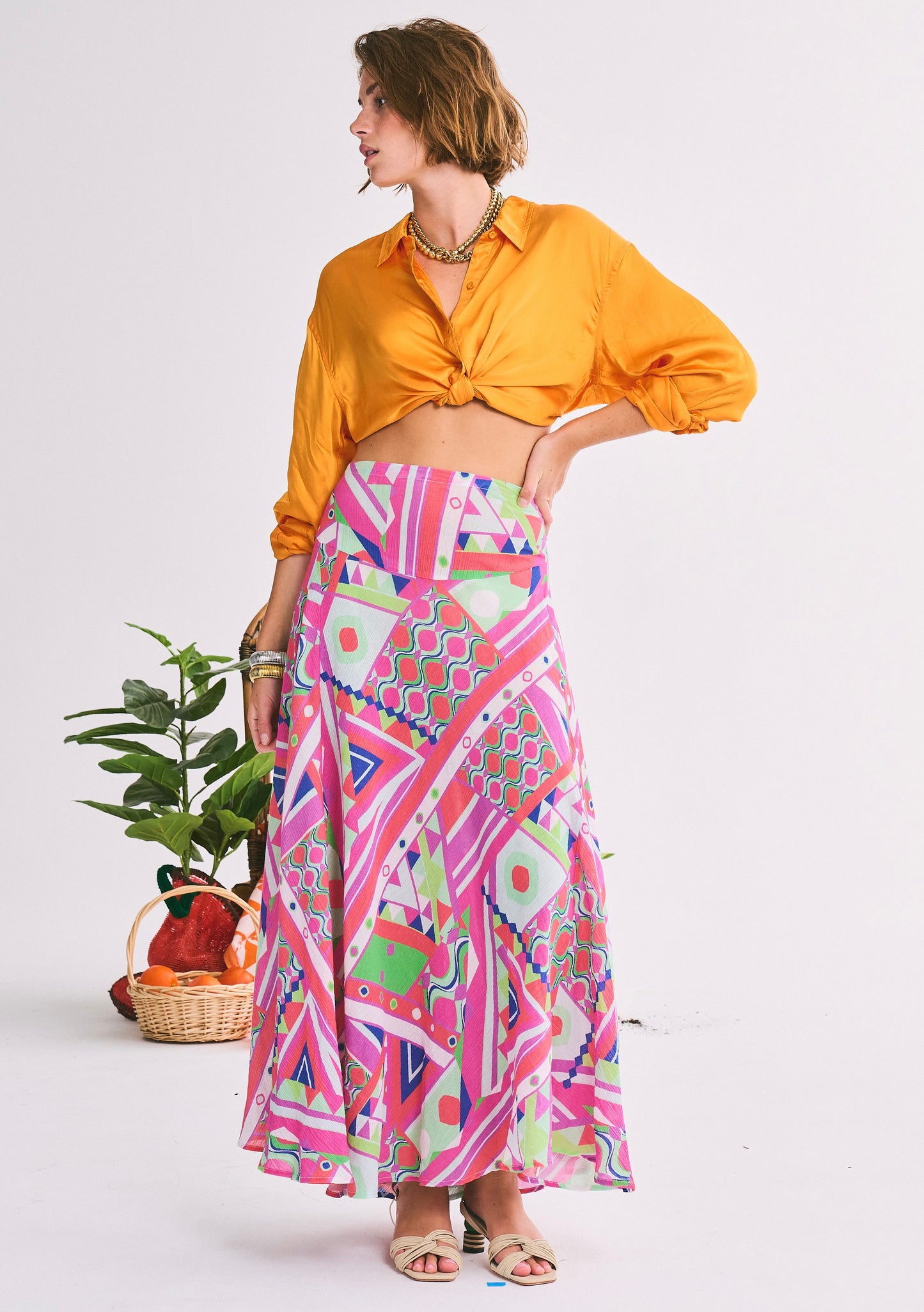 Adjustable Maxi Bustle Skirt | Crinkle Cotton