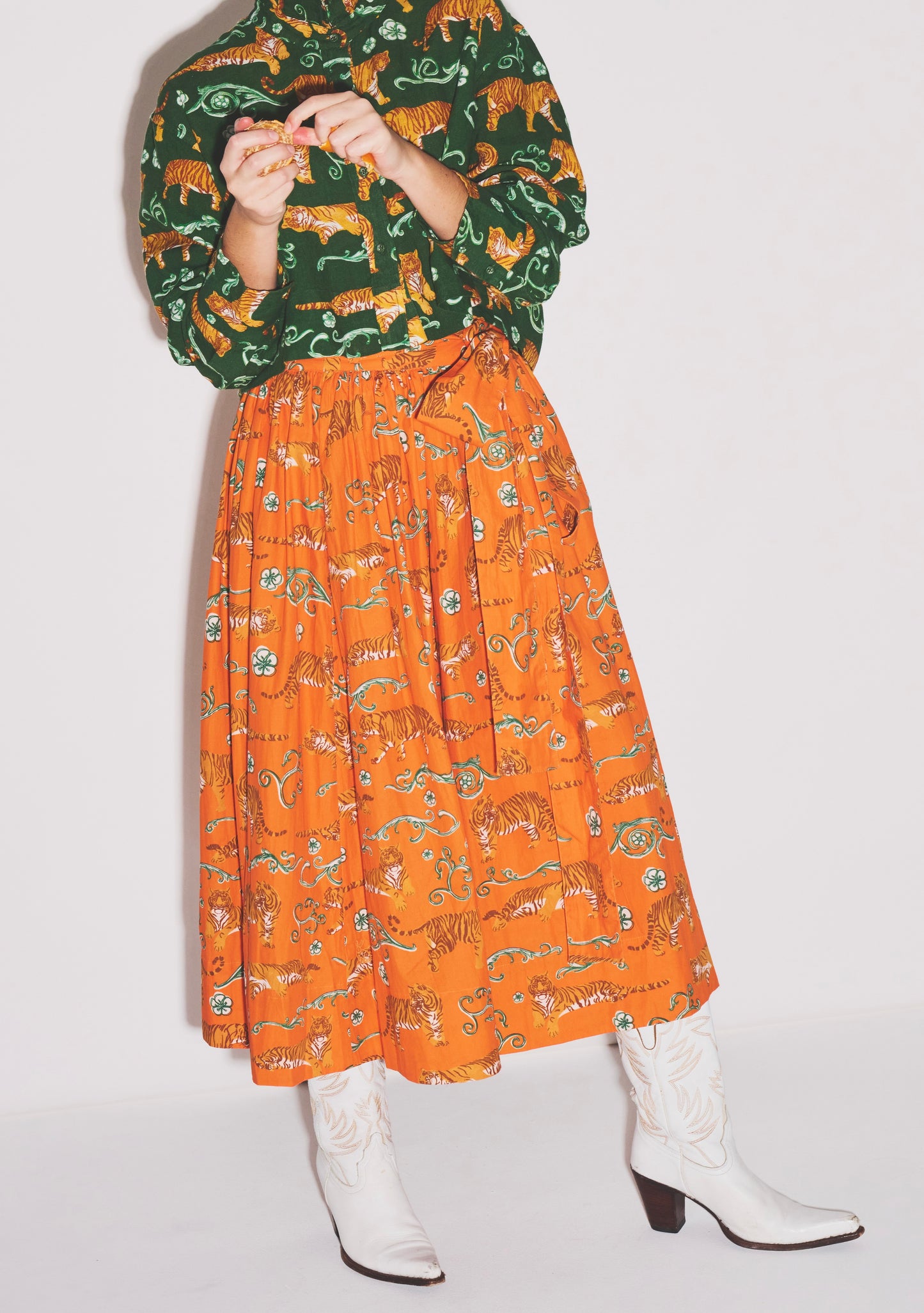 Adjustable Midi Ball Skirt | Cotton Poplin