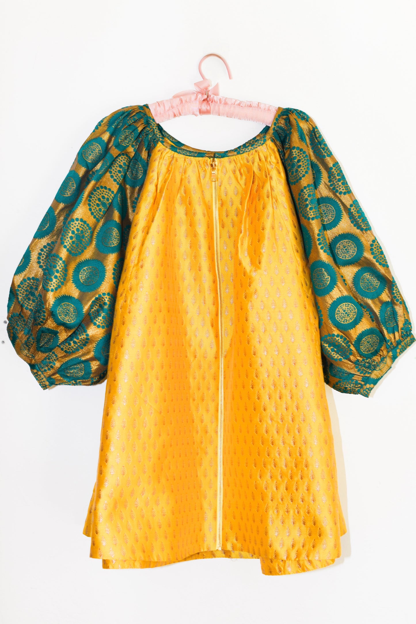 Convertible Mini Dress with Zipper | Mixed Print Brocade