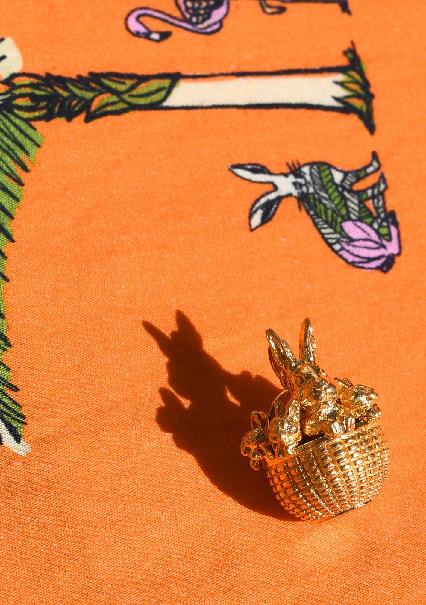 The Golden Basket | Bunny Family in a Basket Pendant Charm