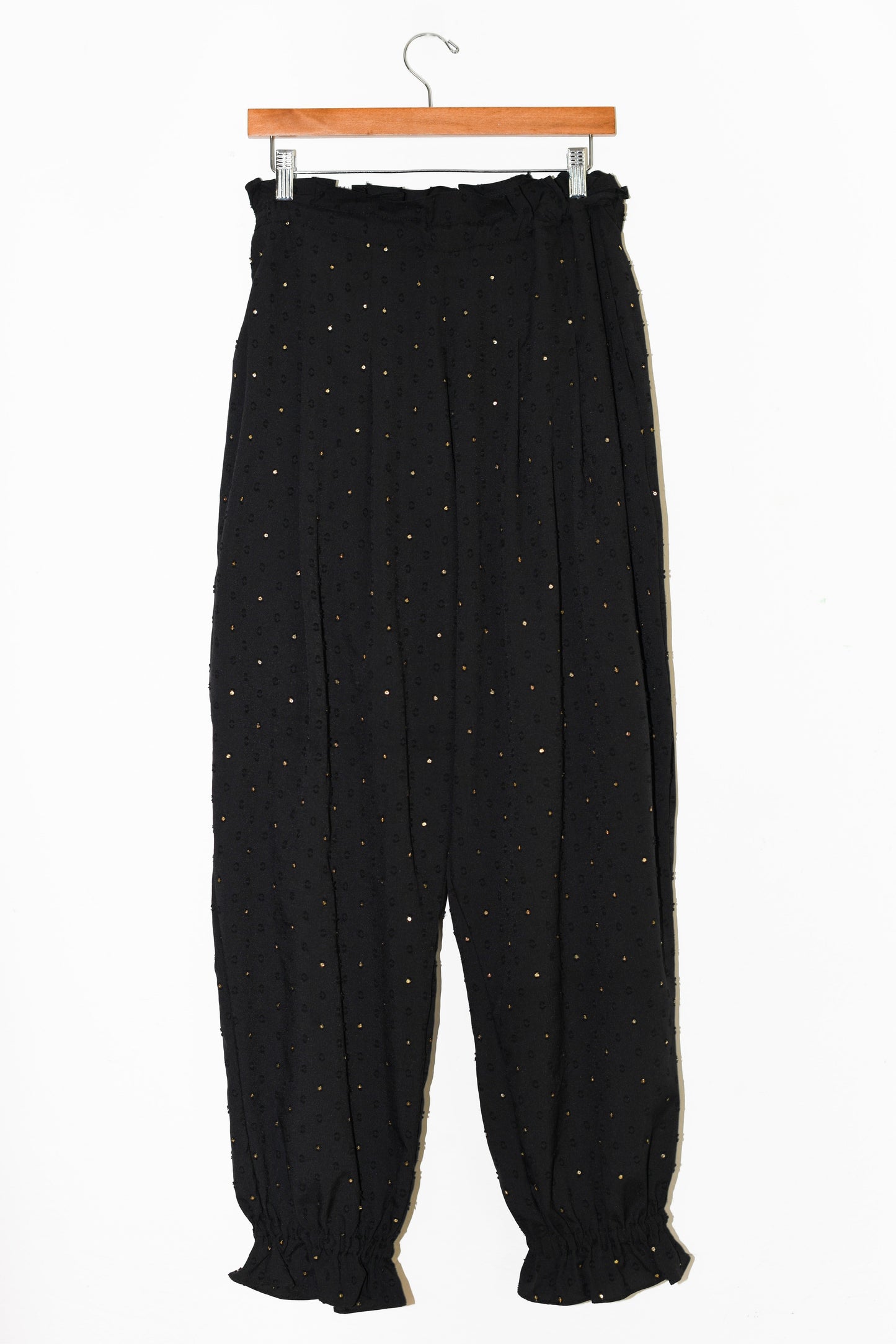 Ruffle Hem Harem Pant | Viscose Sequin