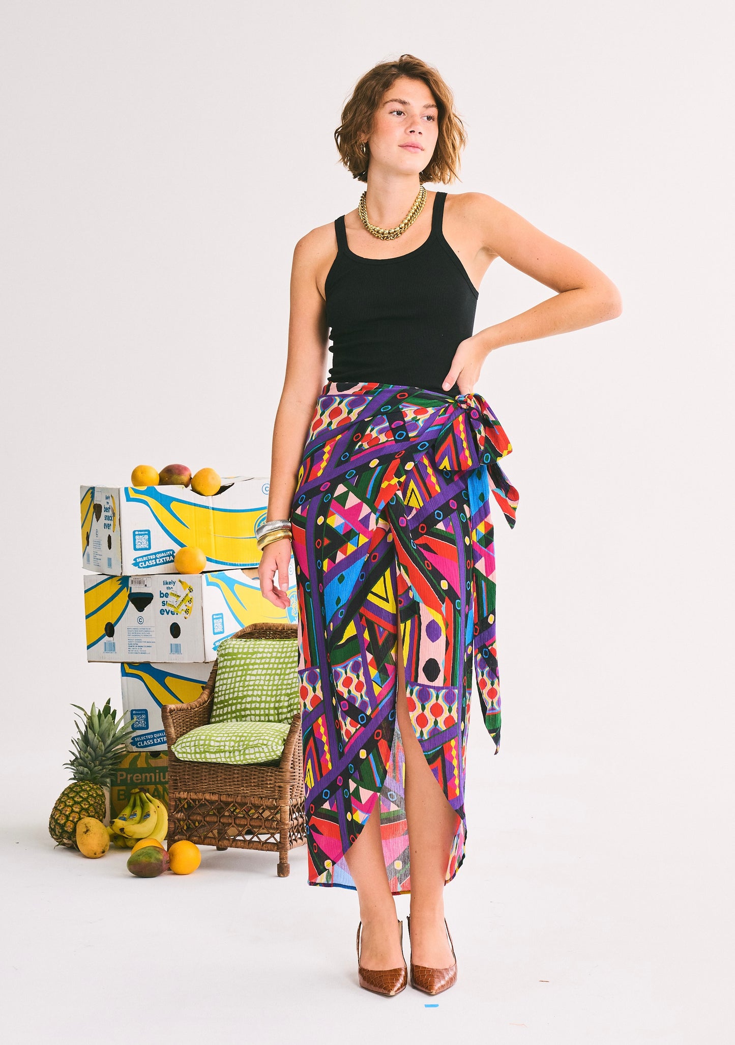 Wrap Around Slit Skirt | Crinkle Cotton