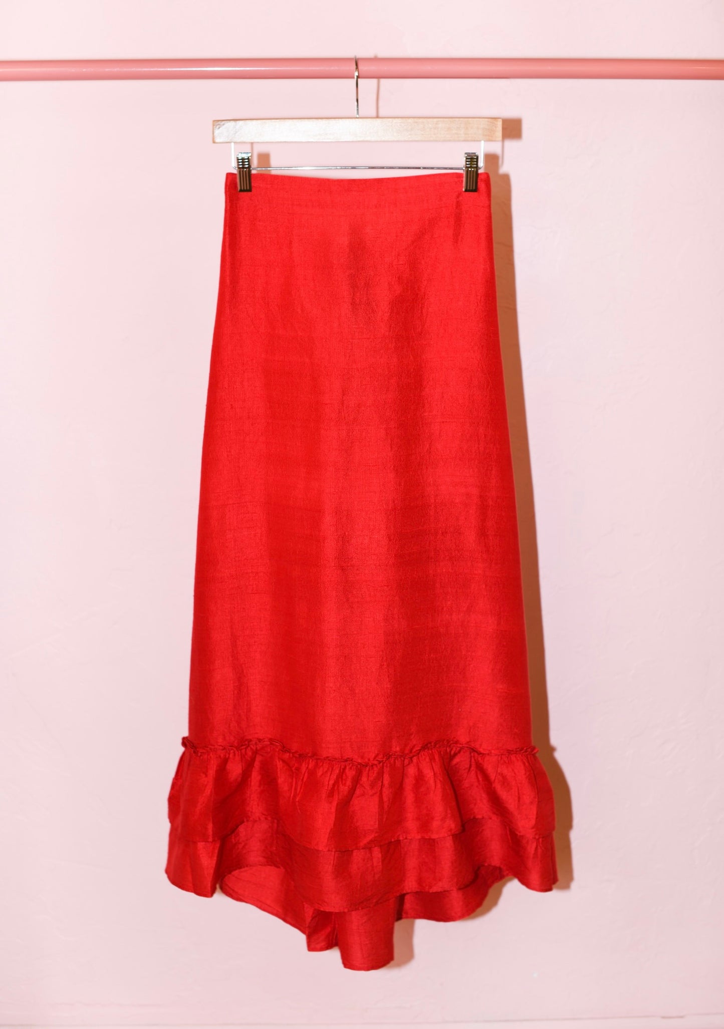 Cinch Back Midi Skirt | Silk Dupioni