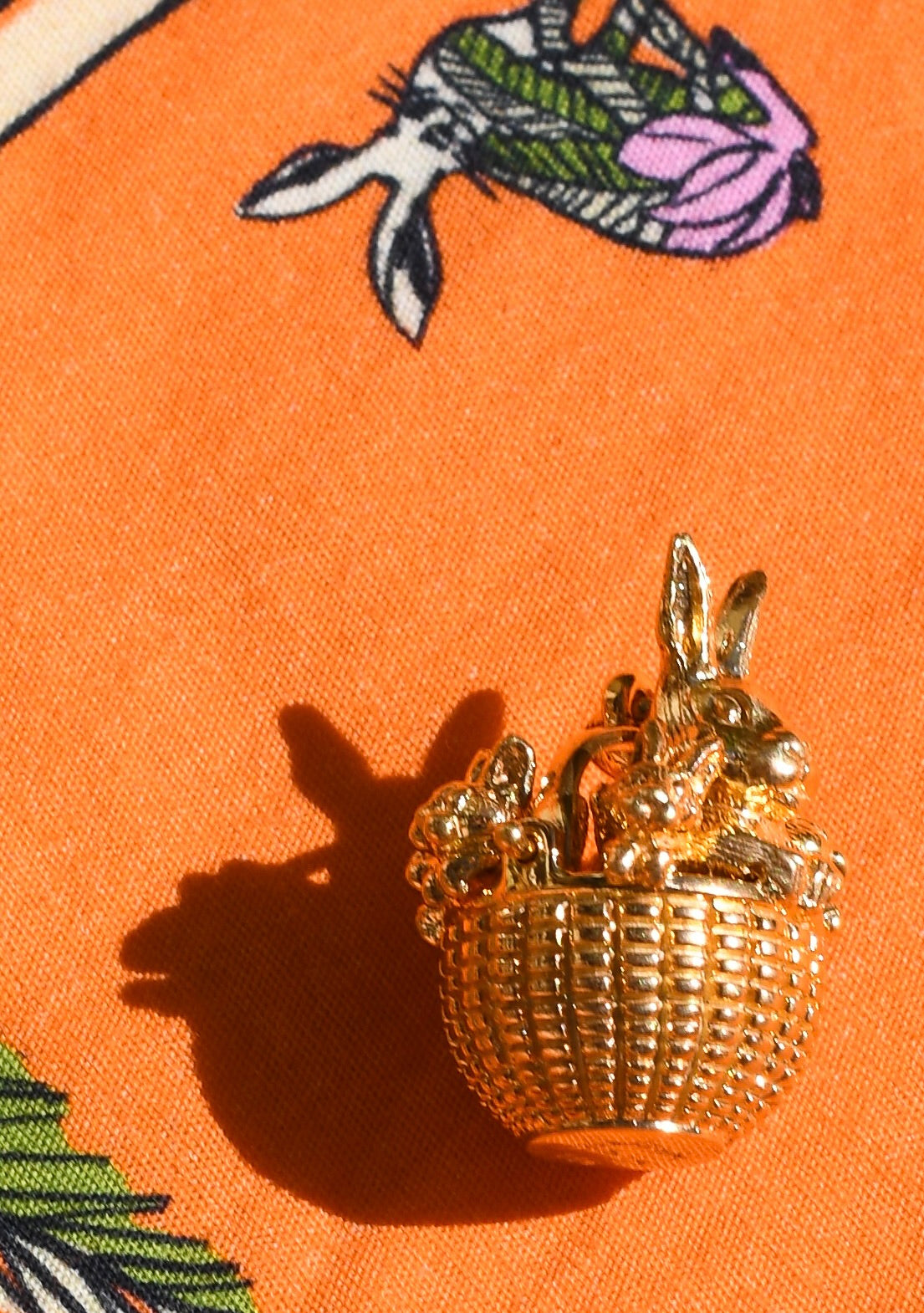 The Golden Basket | Bunny Family in a Basket Pendant Charm