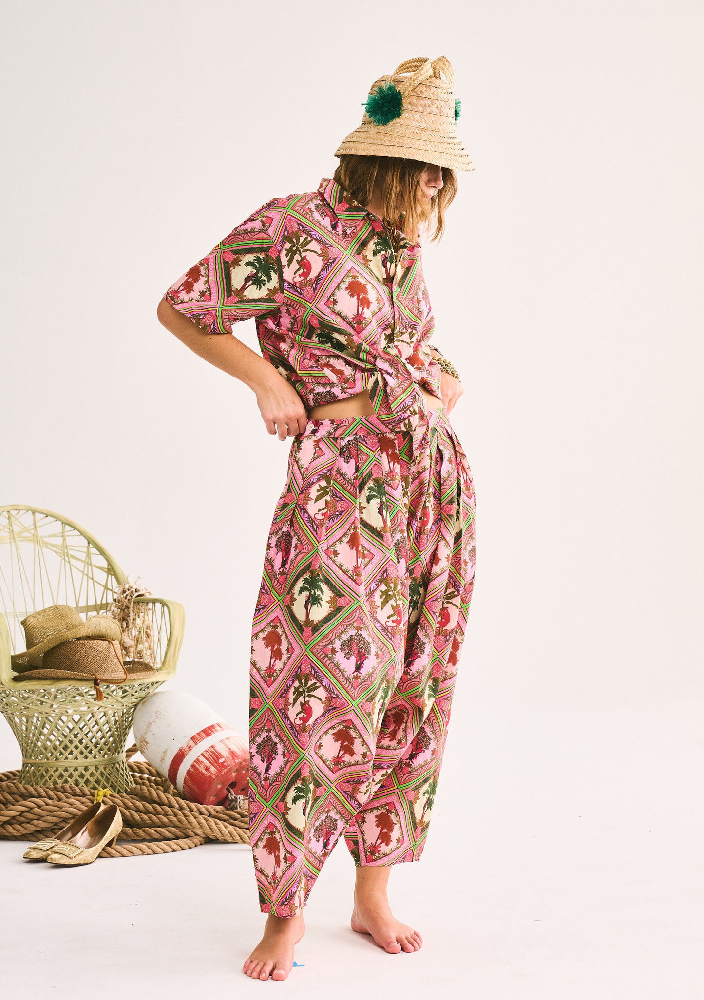 Adjustable Waist Harem Pant | Linen