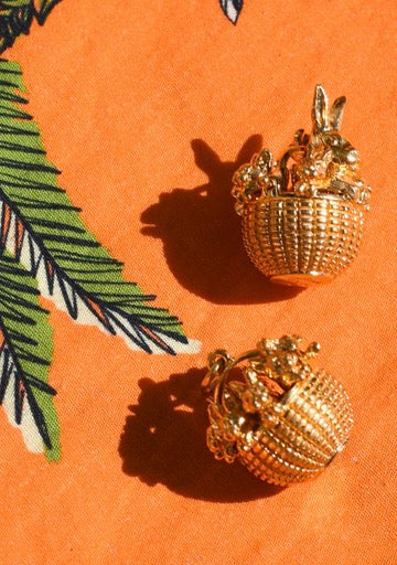 The Golden Basket | Bunnies in a Basket Pendant Charm