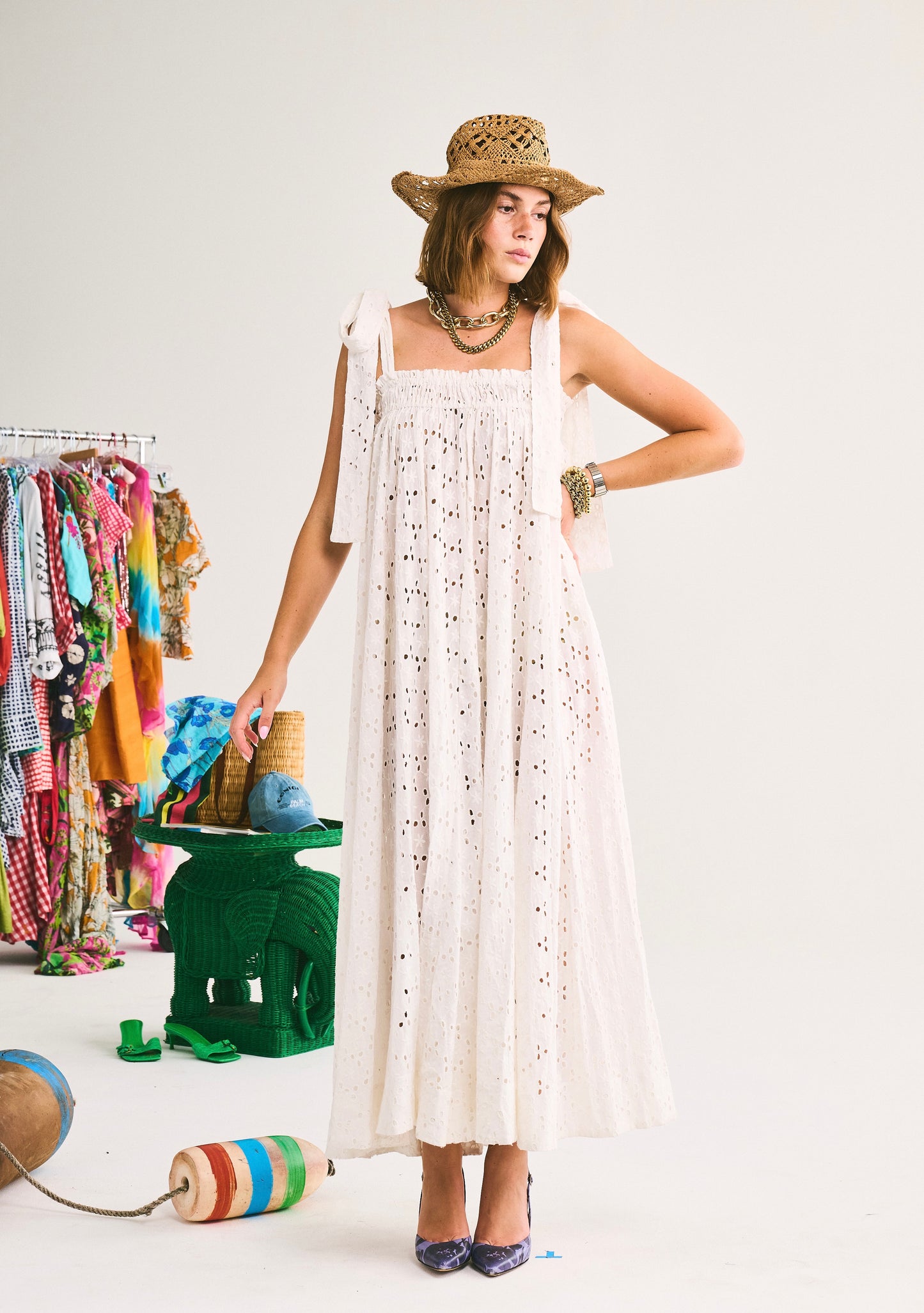 Elastic Convertible Maxi Dress | Eyelet