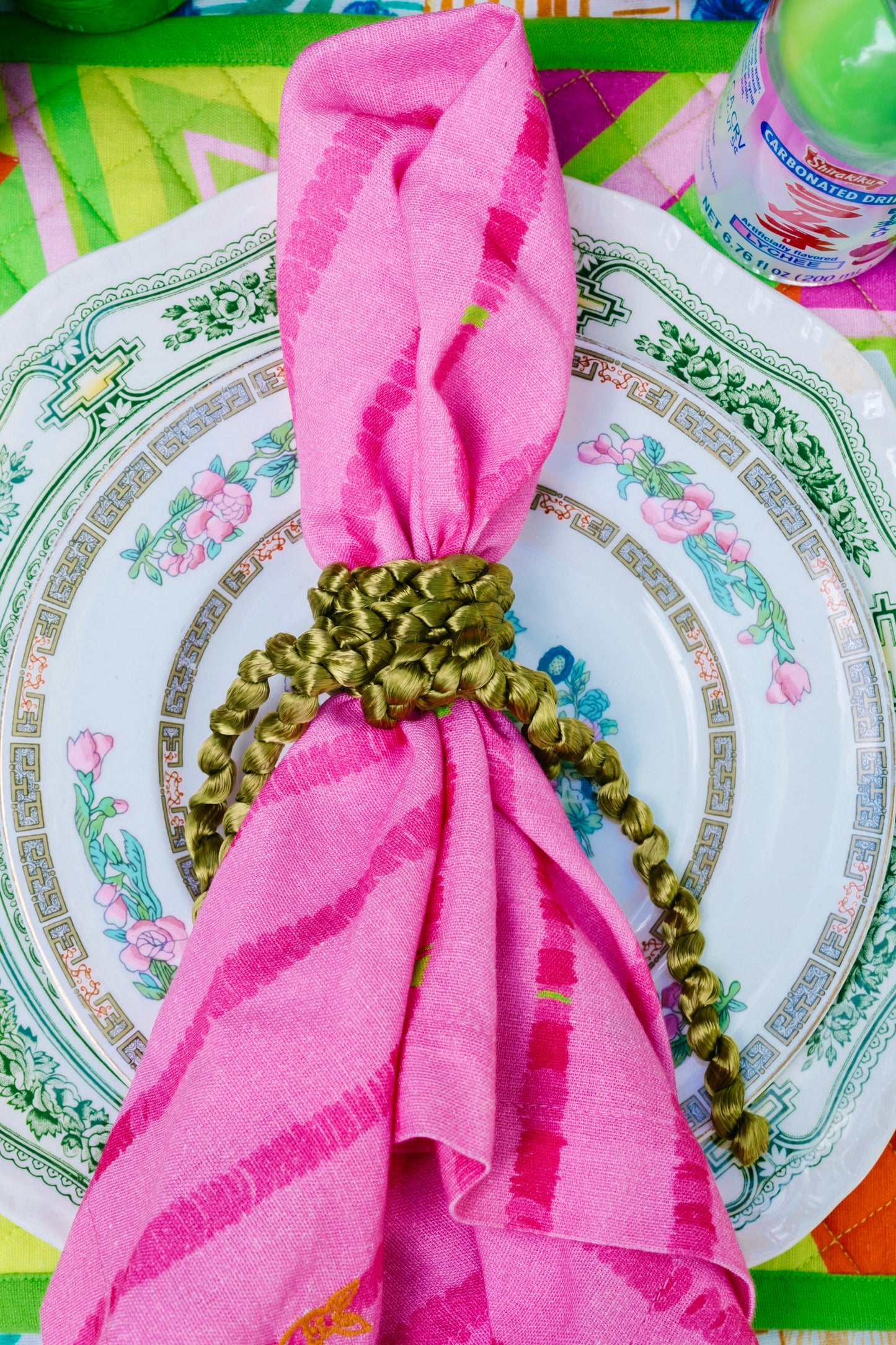 Dinner Napkin | Lane Lines Pink Float