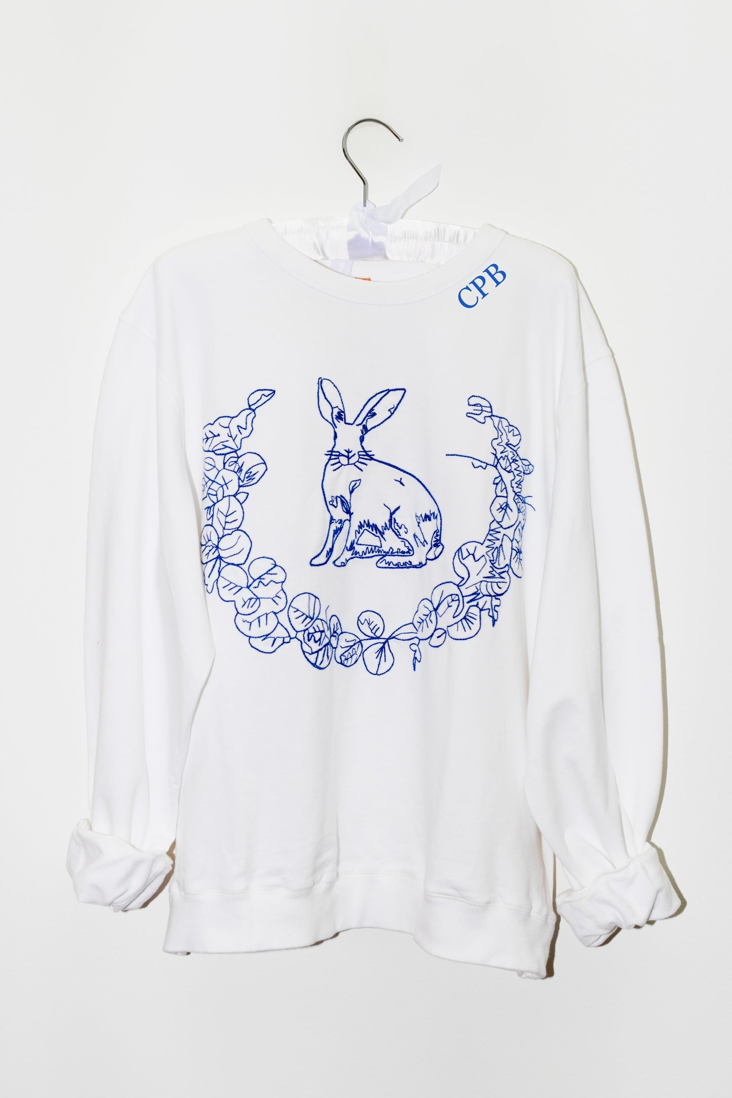 Embroidered Bunny Pullover | Cotton Terry
