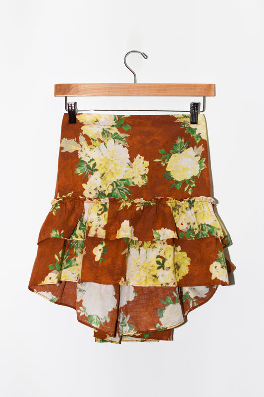 Cinch Back Mini Skirt | Cotton Linen