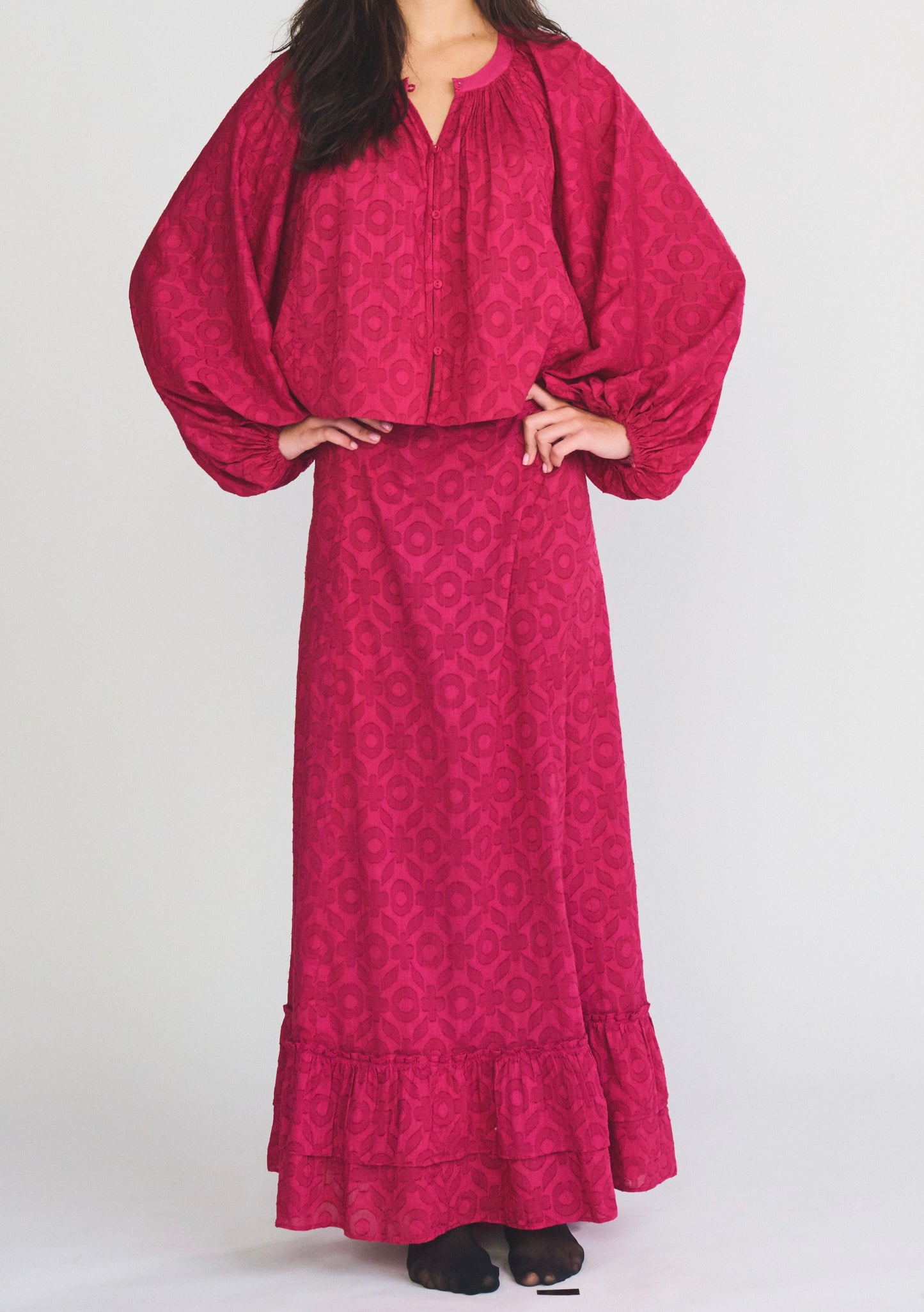 Cinch Back Maxi | Cotton Jacquard