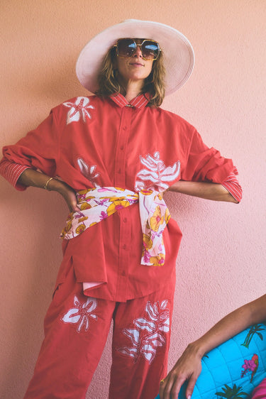 Beach Pant | Embroidered Cotton Coniglio Palm Beach
