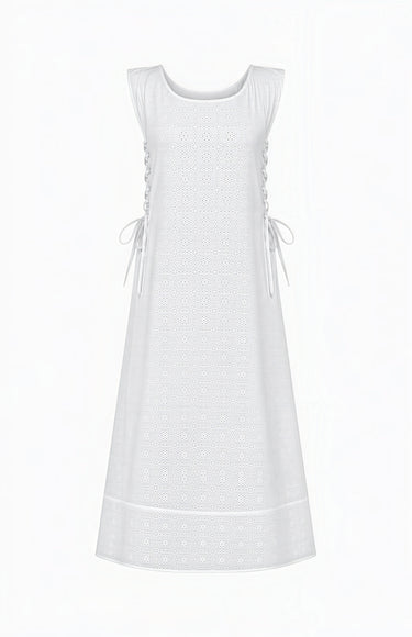 Lace Up Midi Dress | Cotton Eyelet