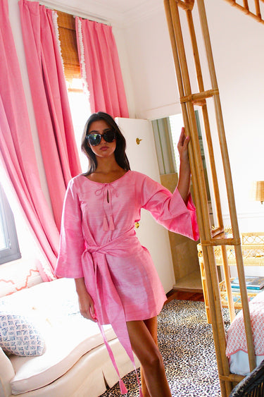 Fran Belted Mini Dress | Silk Dupioni Coniglio Palm Beach