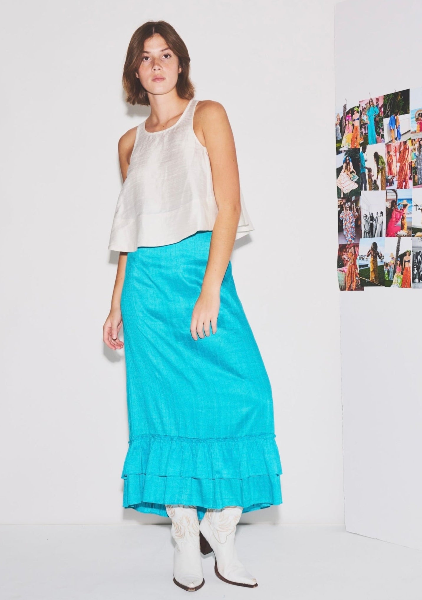 Cinch Back Midi Skirt | Silk Dupioni