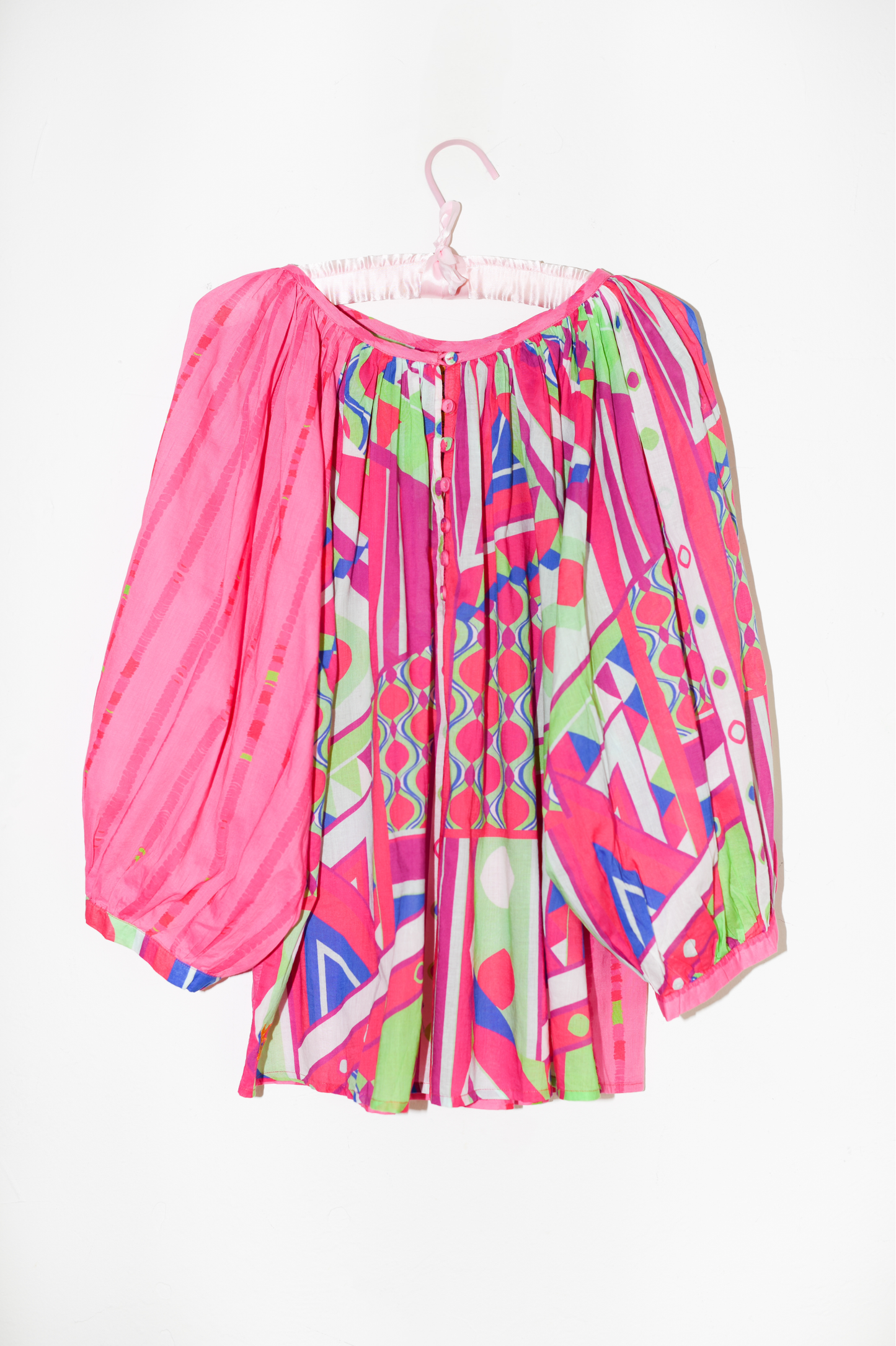 Shirred Half Placket Blouse | Cotton Voile