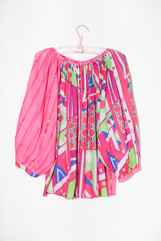 Shirred Half Placket Blouse | Cotton Voile