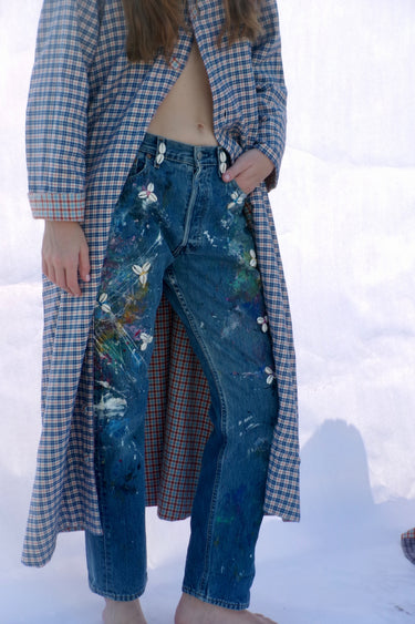 Shell Shocked Jeans | Paint Airbrush Embroidered Vintage Denim