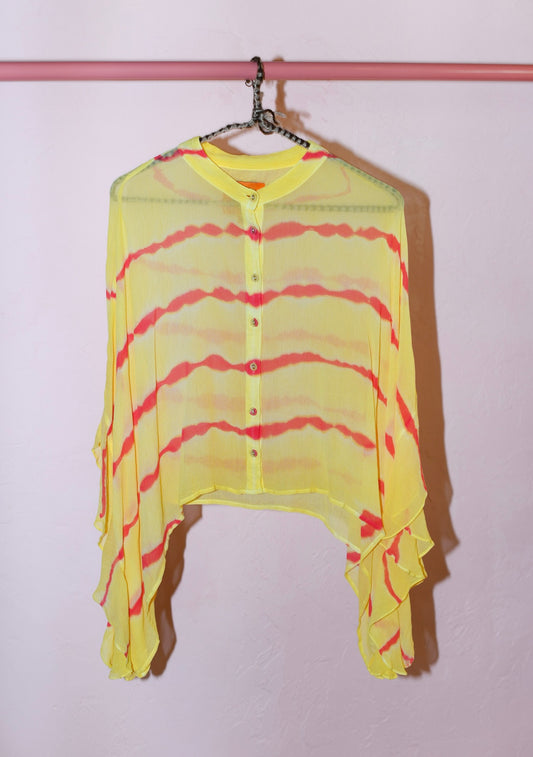 Button Front Scarf Top | Crinkle Viscose