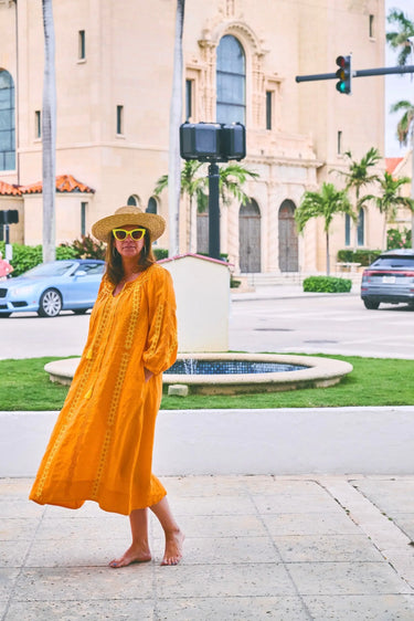 Embroidered Delray Half-Calf Dress Coniglio Palm Beach