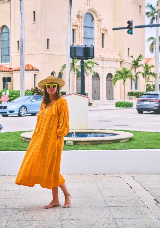 Embroidered Delray Half-Calf Dress