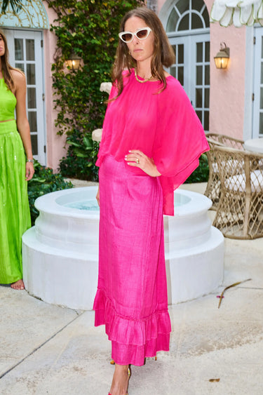 Gogo Cinch Back Midi Skirt | Silk Dupioni Coniglio Palm Beach