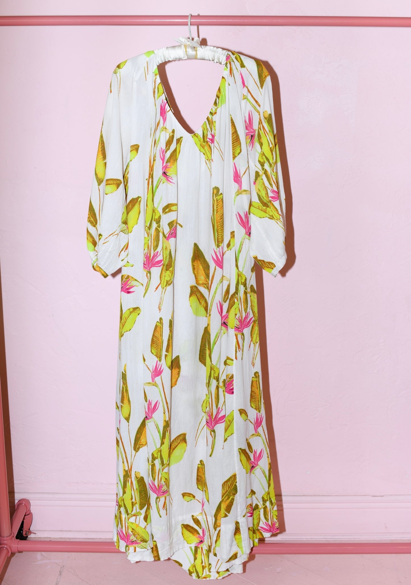 V Neck Maxi Dress | Crinkle Cotton