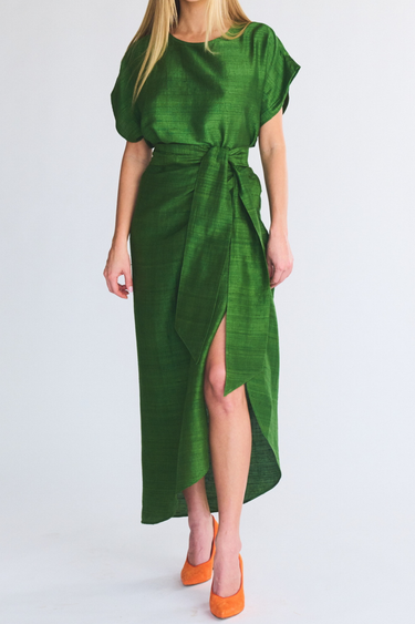 Wrap Around Slit Skirt | Silk Dupioni