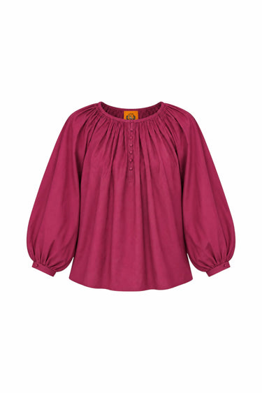 Shirred Half Placket Blouse | Cotton Poplin