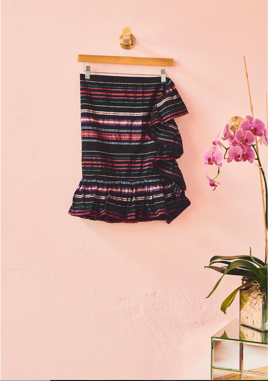 Mini Ruffle Power Pareo | Lurex Stripe